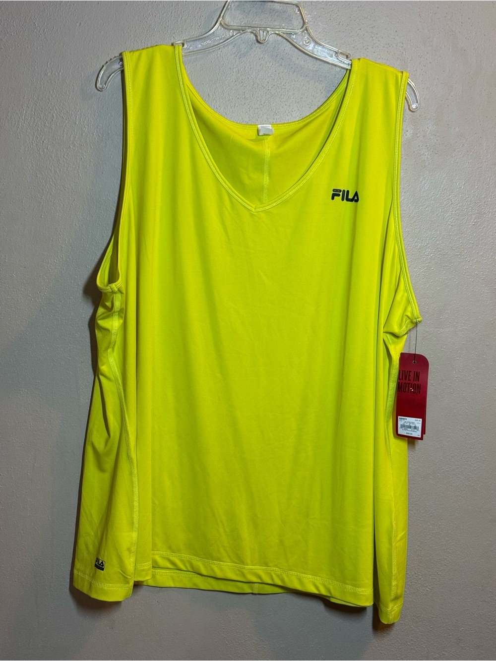 NWT Women’s FILA Neon Yellow Sleeveless Performance Tank Sz 3X